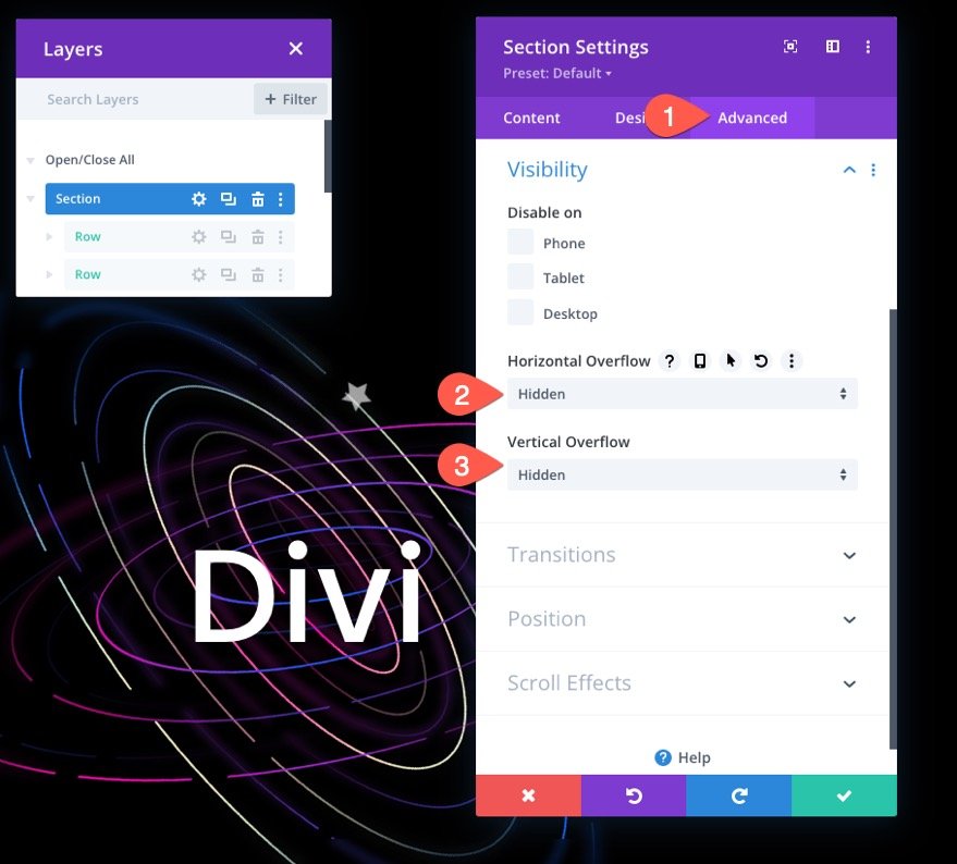 divi 스크롤 애니메이션 아이콘 섹션 배경