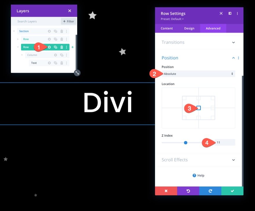 divi 스크롤 애니메이션 아이콘 섹션 배경