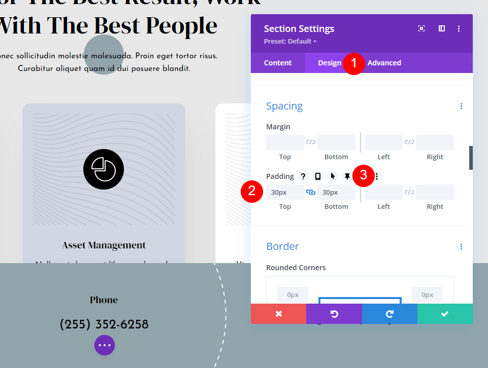 粘性 Divi 頁腳部分設置