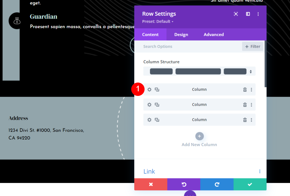 粘性 Divi 頁腳列設置
