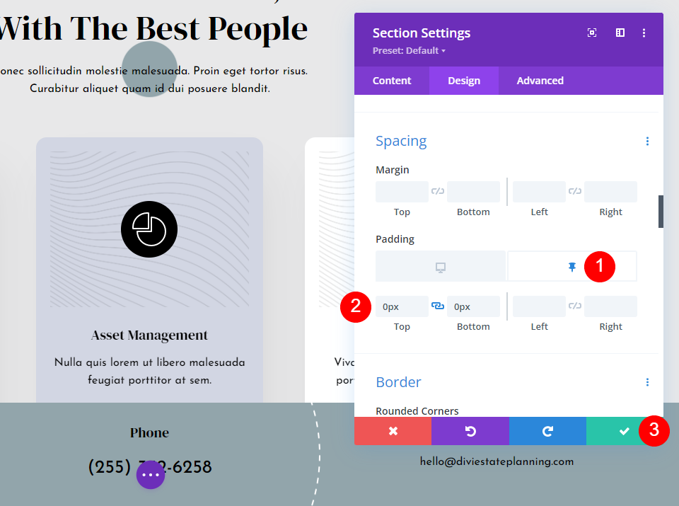粘性 Divi 頁腳部分設置