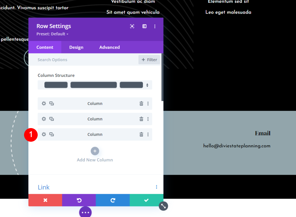 粘性 Divi 頁腳列設置