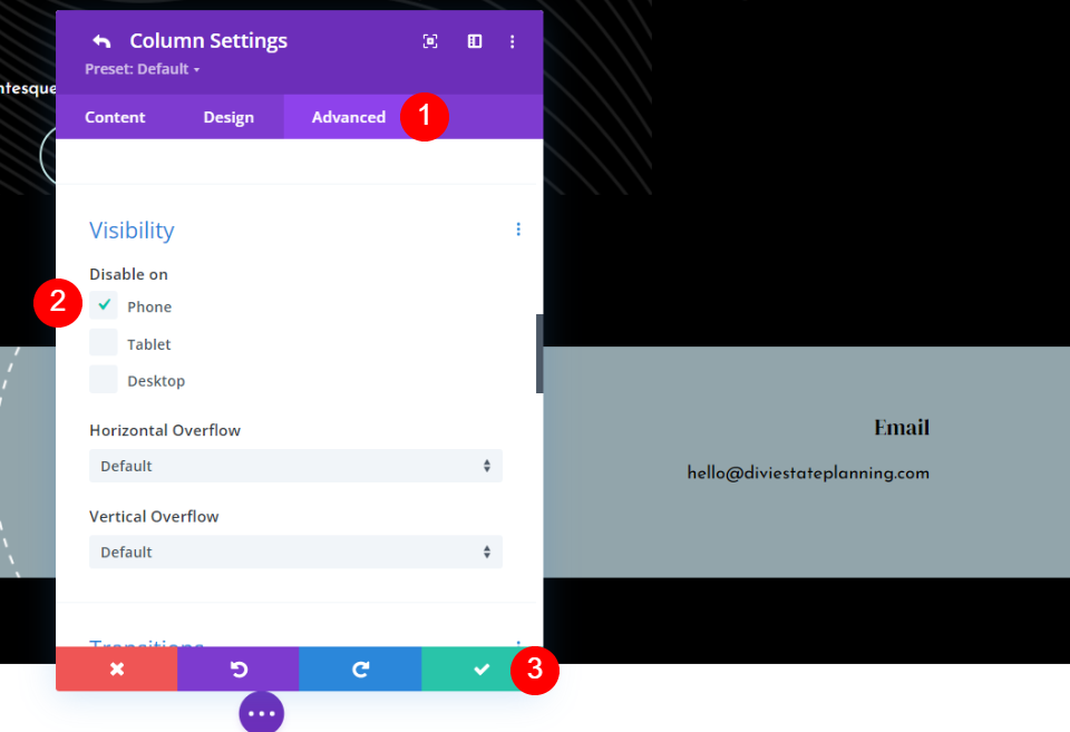 粘性 Divi 頁腳列設置