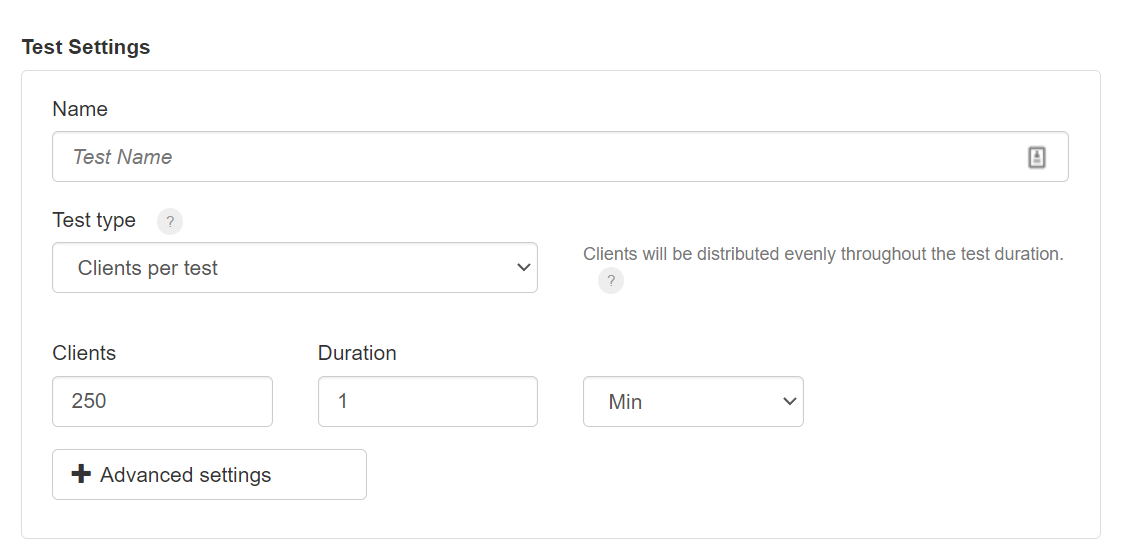 Configuration des paramètres pour un test de charge WordPress