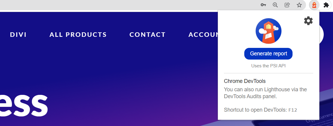 Доступ к Google Lighthouse через Chrome.