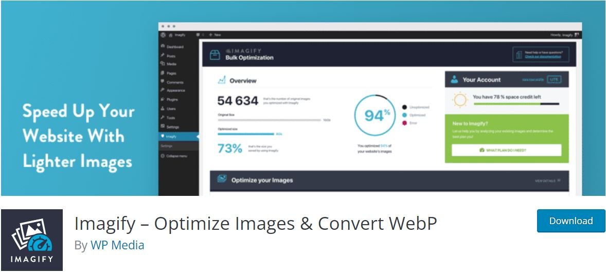 Homepage des Imagify-Plugins