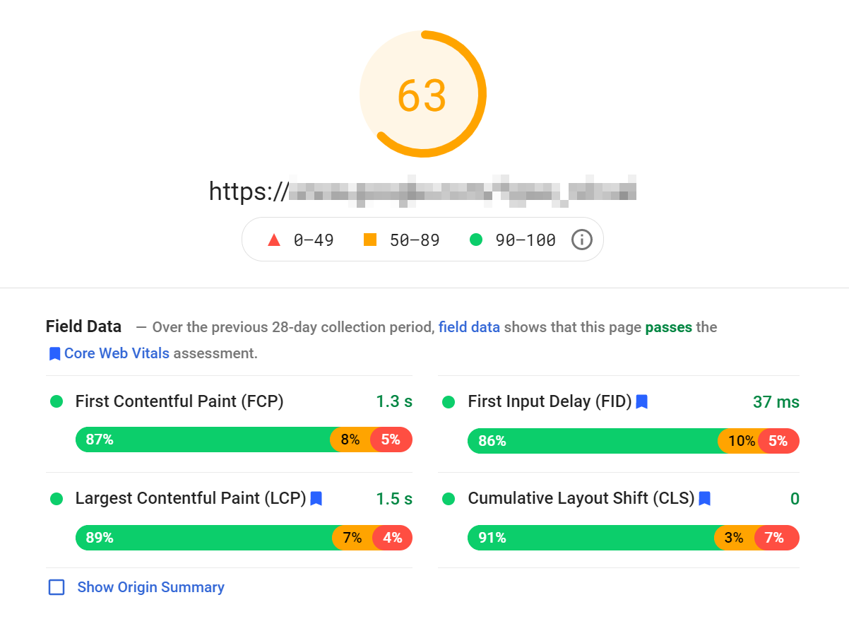 PageSpeedInsightsCLSスコア