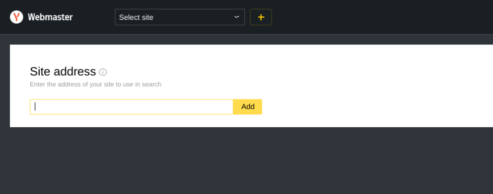 Aggiunta di un sito a Yandex.