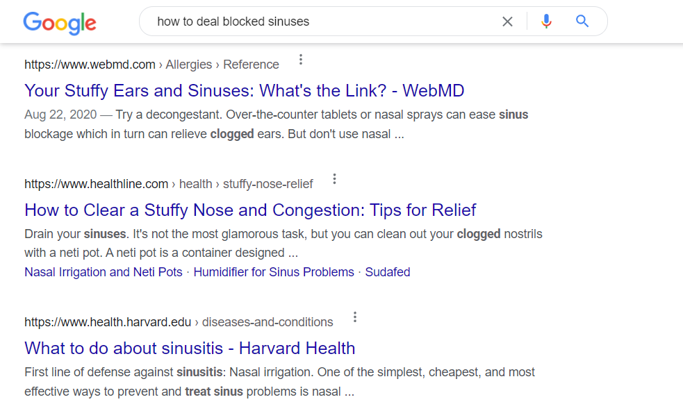 Procurando aconselhamento médico no Google, um tópico YMYL.