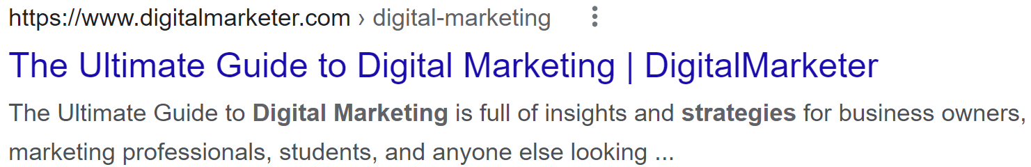 Tytuł strony SEO dla witryny marketingu cyfrowego.