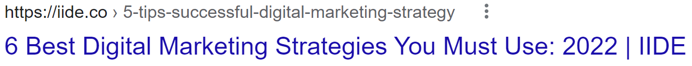 Przykład tytułu w wynikach wyszukiwania, 6 strategii marketingu cyfrowego, których musisz użyć