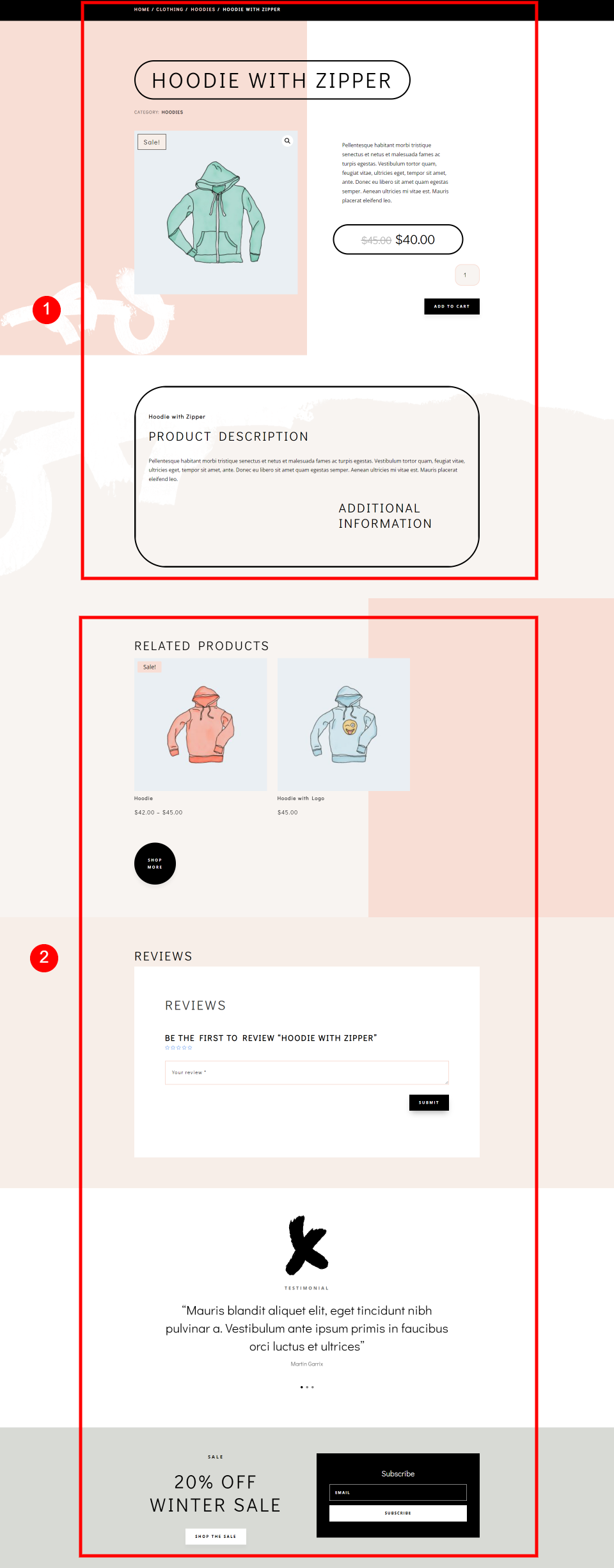 Gerarchia del modulo WooCommerce e design della pagina del prodotto