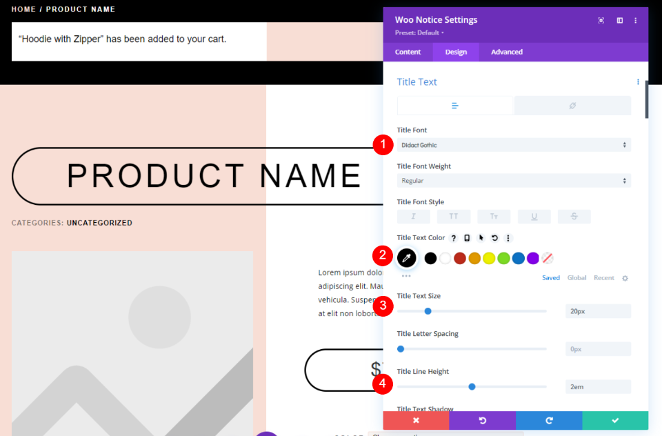 Un alt stil personalizat pentru modulul Woo Notice