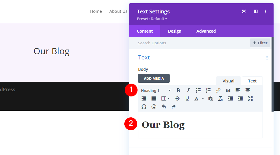 Estilize o módulo de texto do título do blog