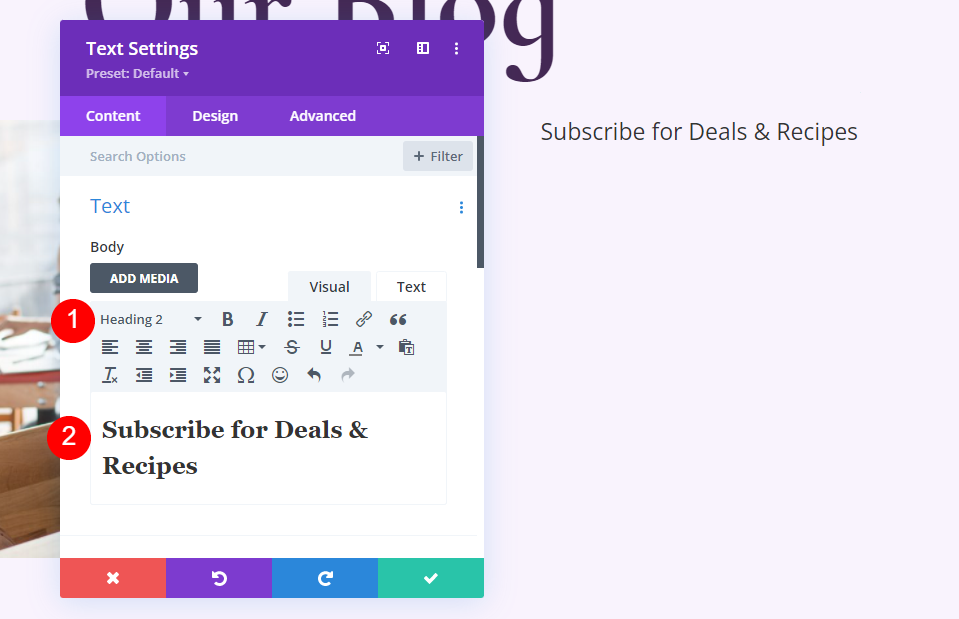 Adicionar e estilizar o módulo de texto de e-mail do blog