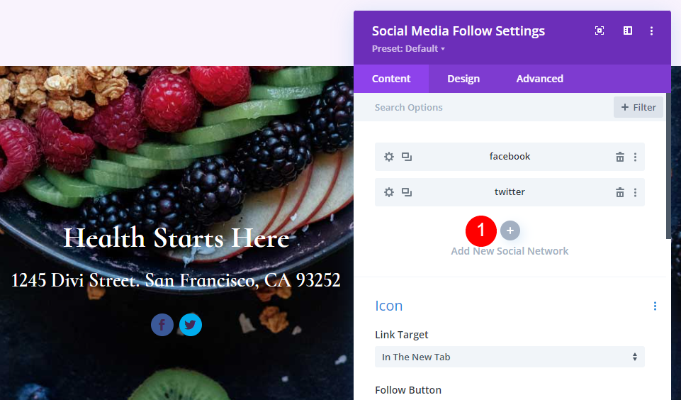 Adicione e estilize suas redes sociais