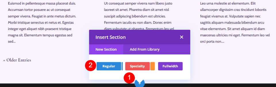 Adicionar uma nova seção