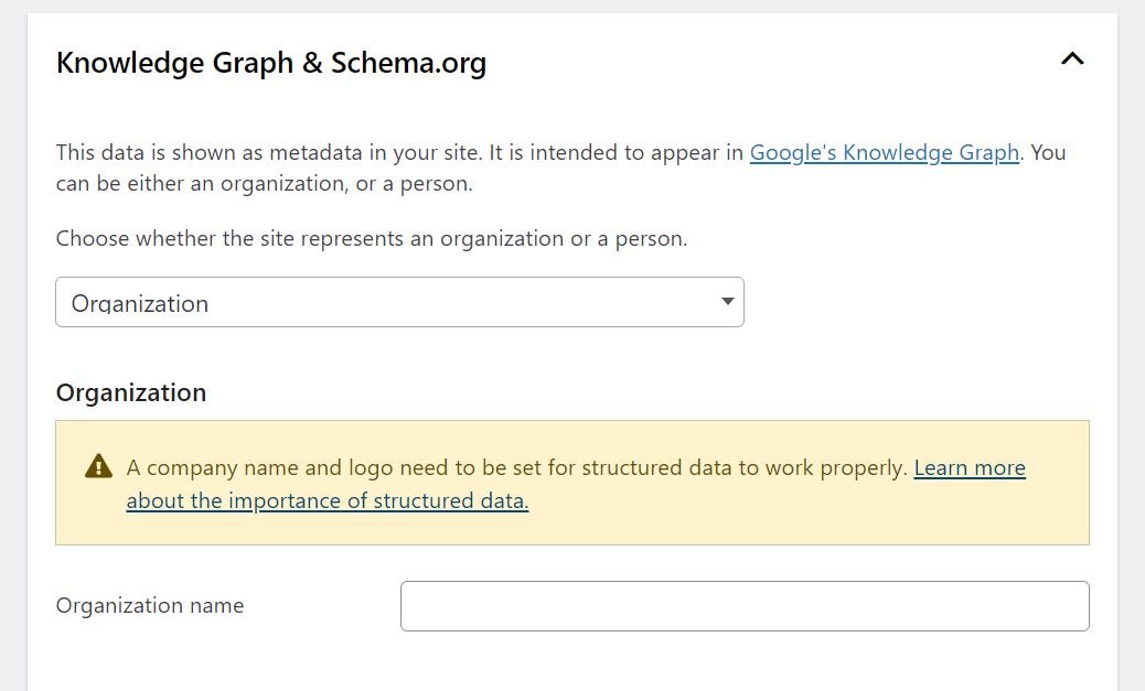 Paramètres de Yoast Knowledge Graph et Schema.org