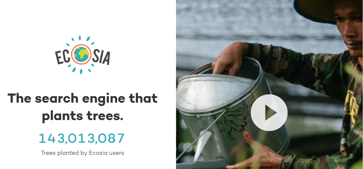 Page d'accueil d'Ecosia