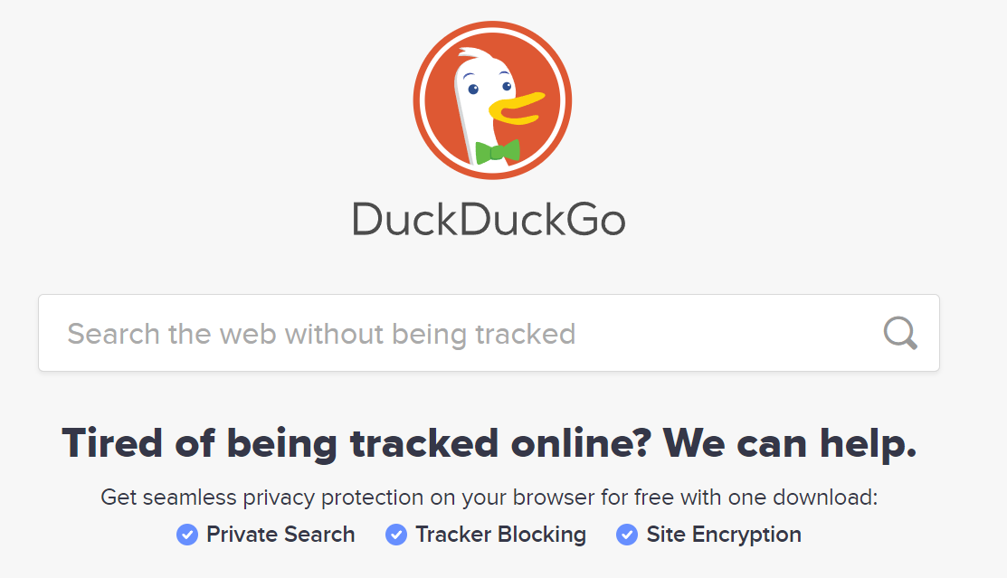 DuckDuckGoホームページ