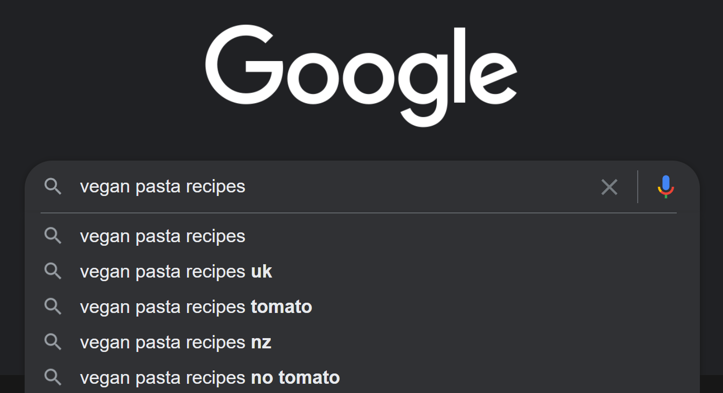 Wyniki sugerowane przez Google