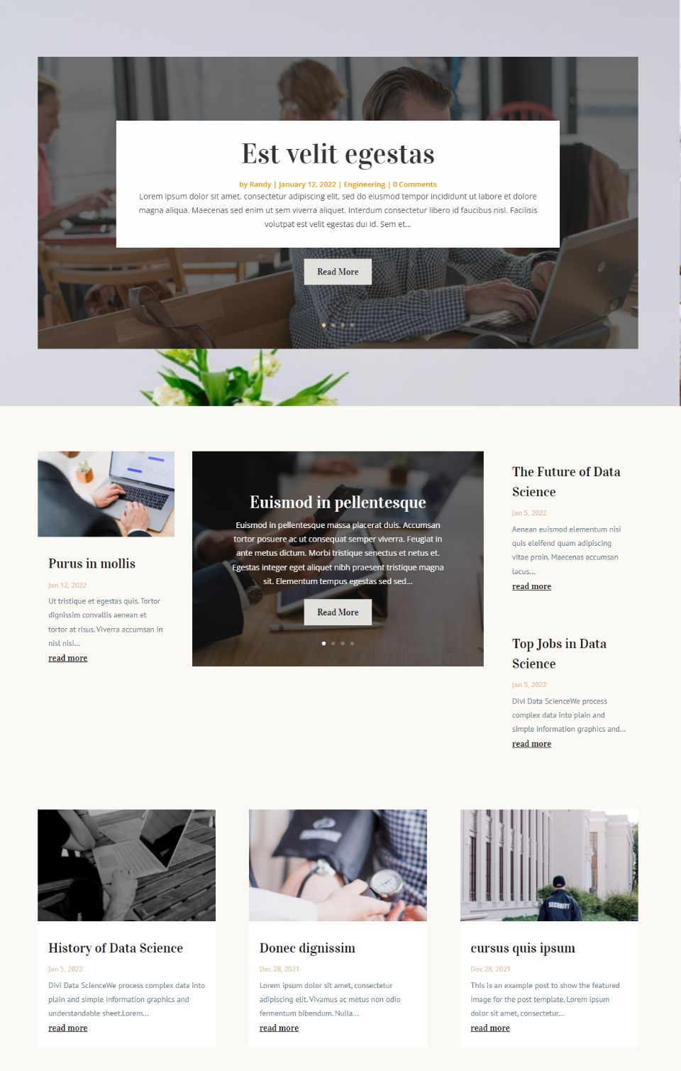 Option de décalage de la première page de blog