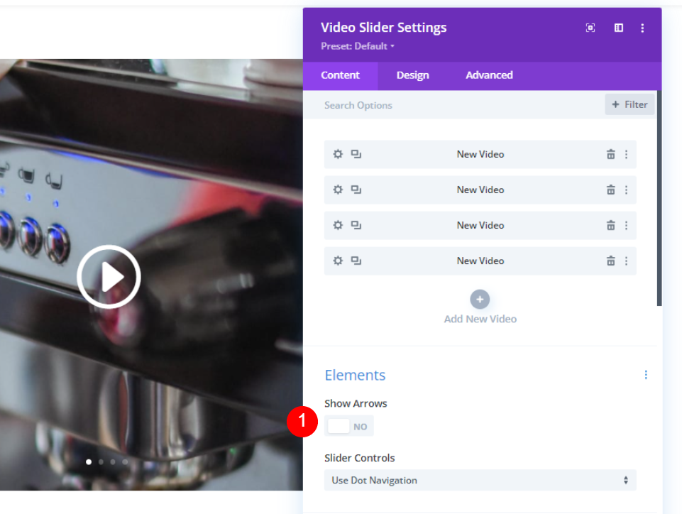 Video Slider Dot Navigation senza navigazione con le frecce