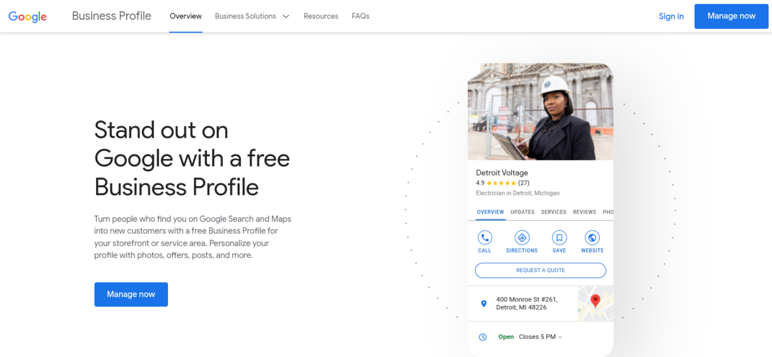 Google 마이 비즈니스 웹사이트