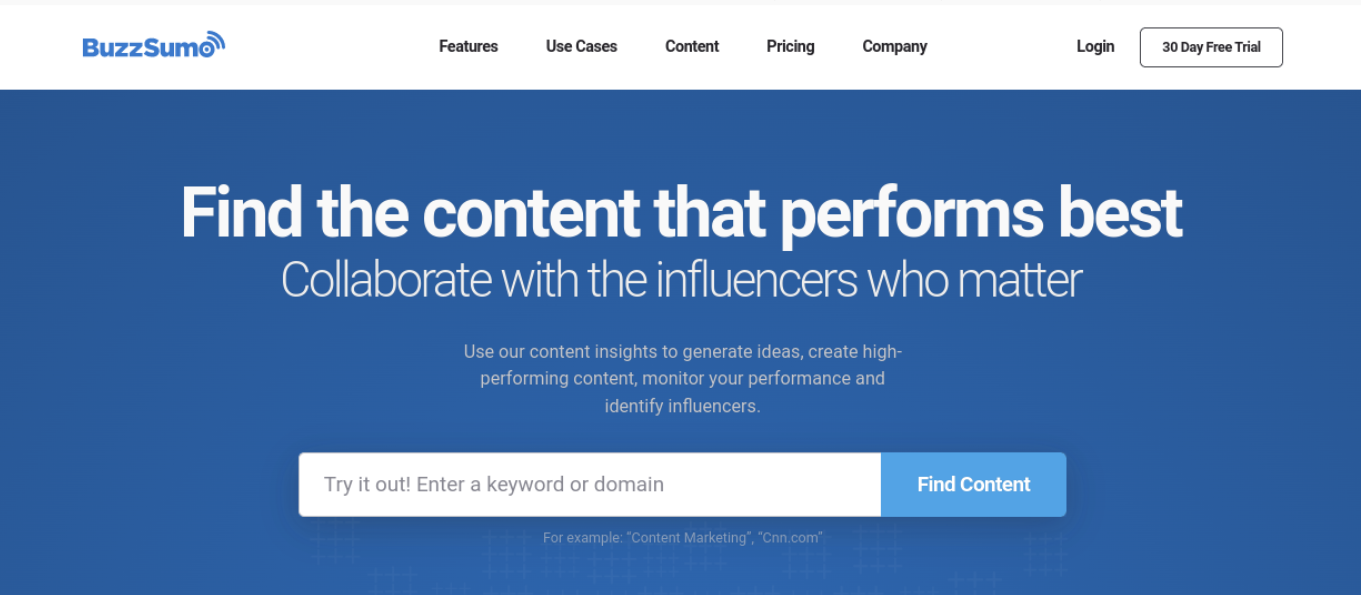 BuzzSumo 웹사이트.