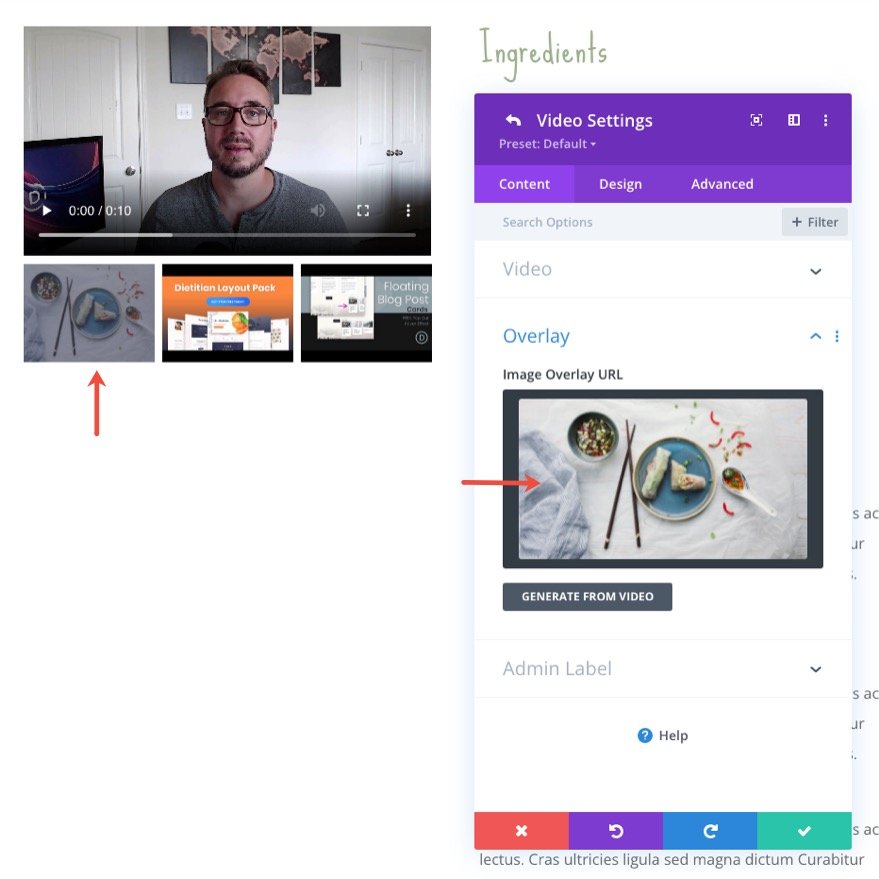 curseur vidéo collant Divi