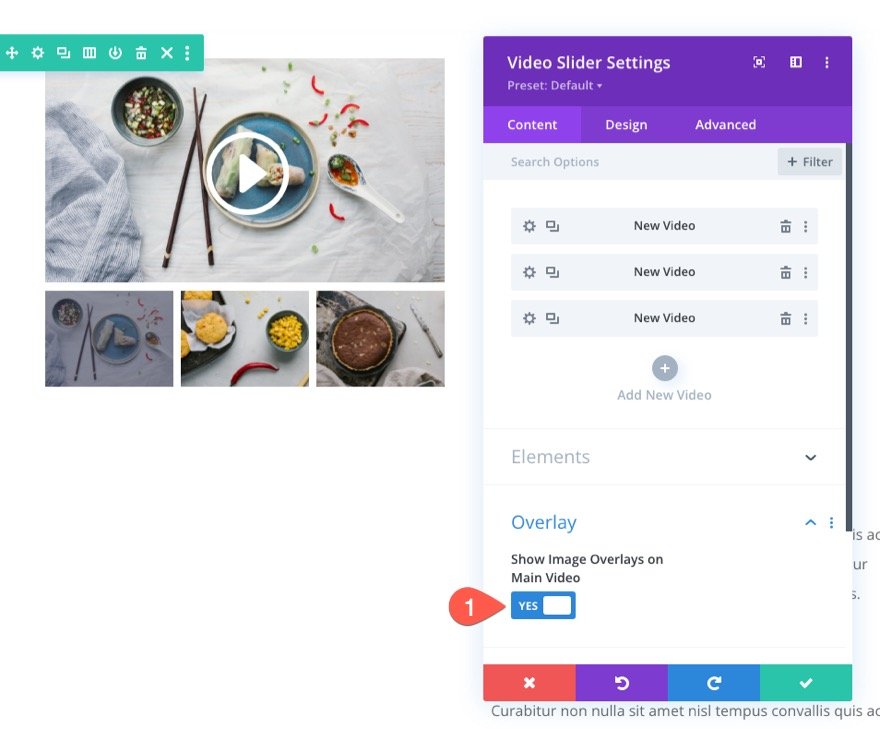 curseur vidéo collant Divi