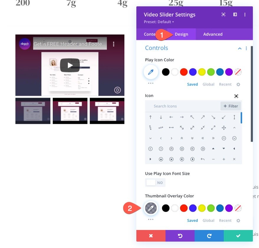 curseur vidéo collant Divi