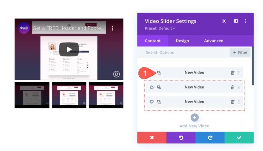 curseur vidéo collant Divi