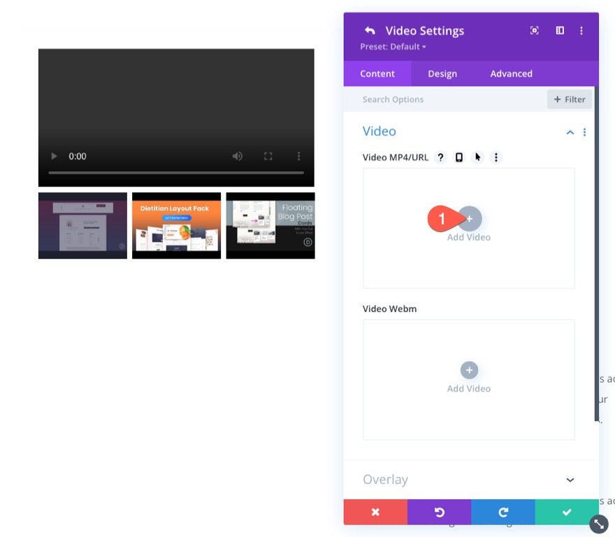 curseur vidéo collant Divi