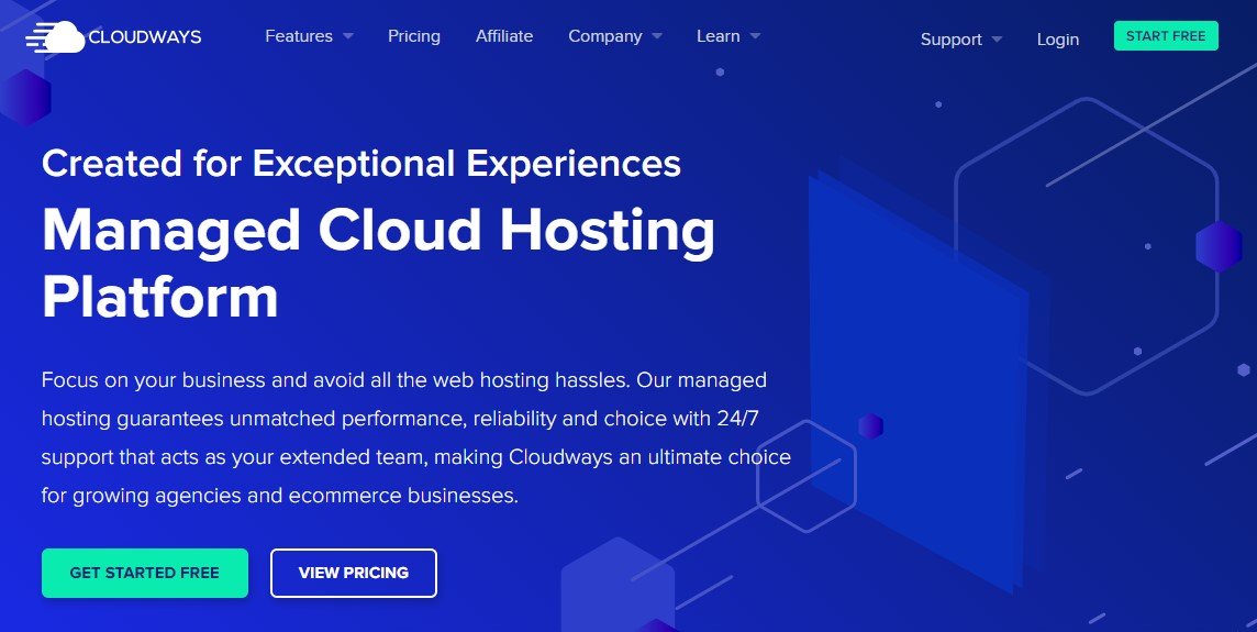 Page d'accueil Cloudways