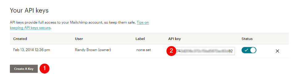 MailChimp Divi Configura un esempio di account e-mail