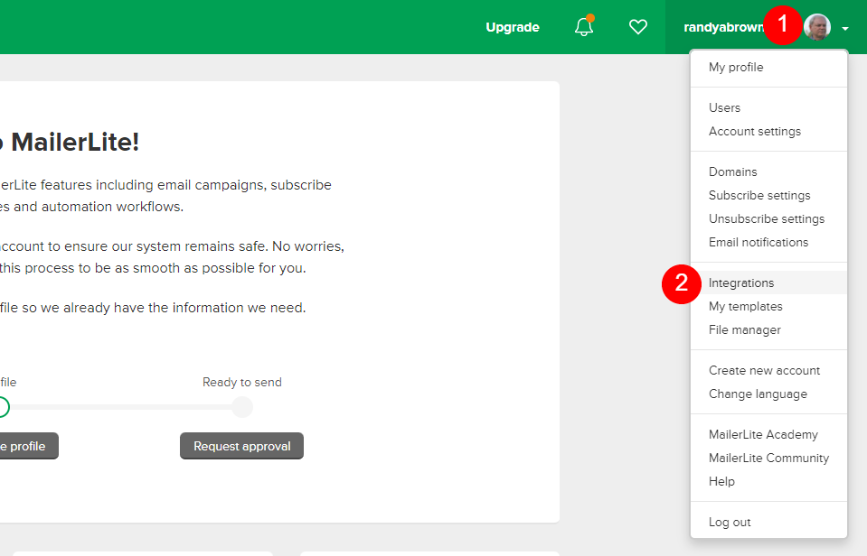 MailerLite Divi Configura un esempio di account e-mail