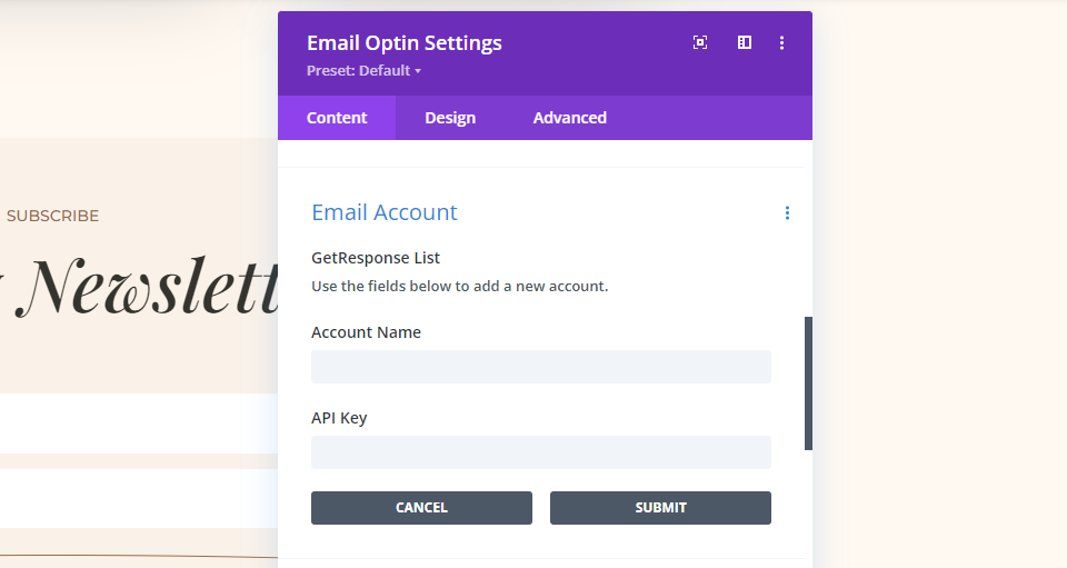 Configurazione di un account di posta elettronica