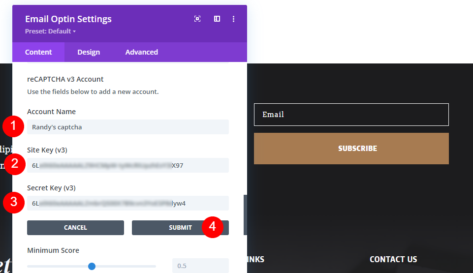 Account reCAPTCHA v3