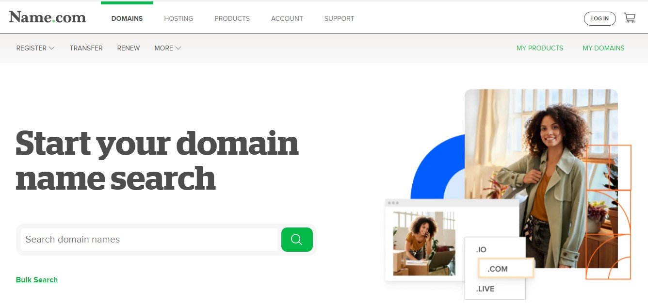 Page du domaine Name.com