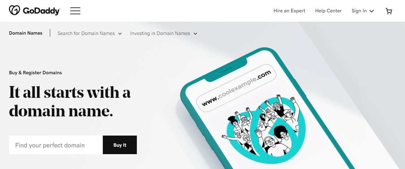 Page de recherche de domaine GoDaddy