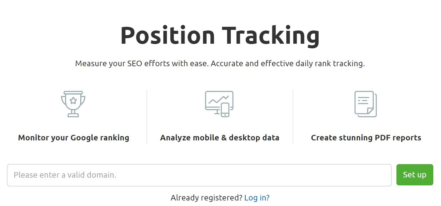 Semrush-Positionsverfolgungstool.