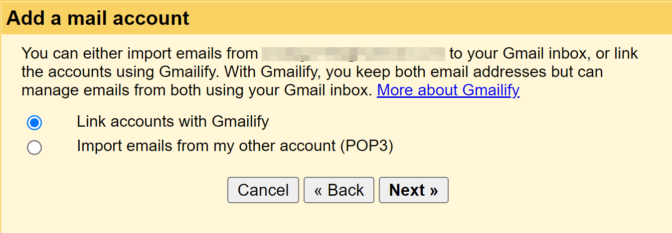 Opciones de importación en Gmail