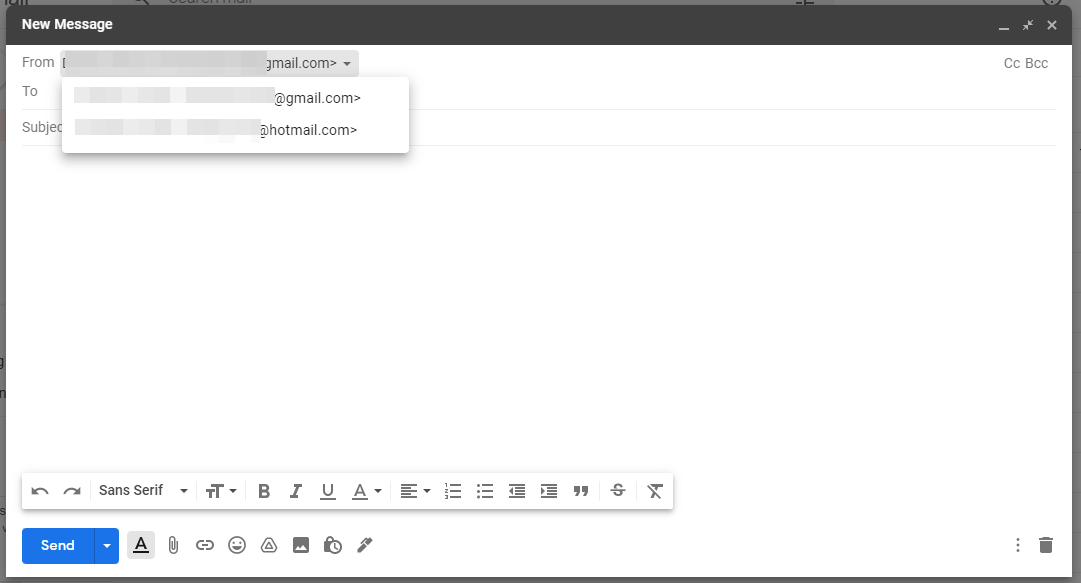 Selección de un remitente en Gmail