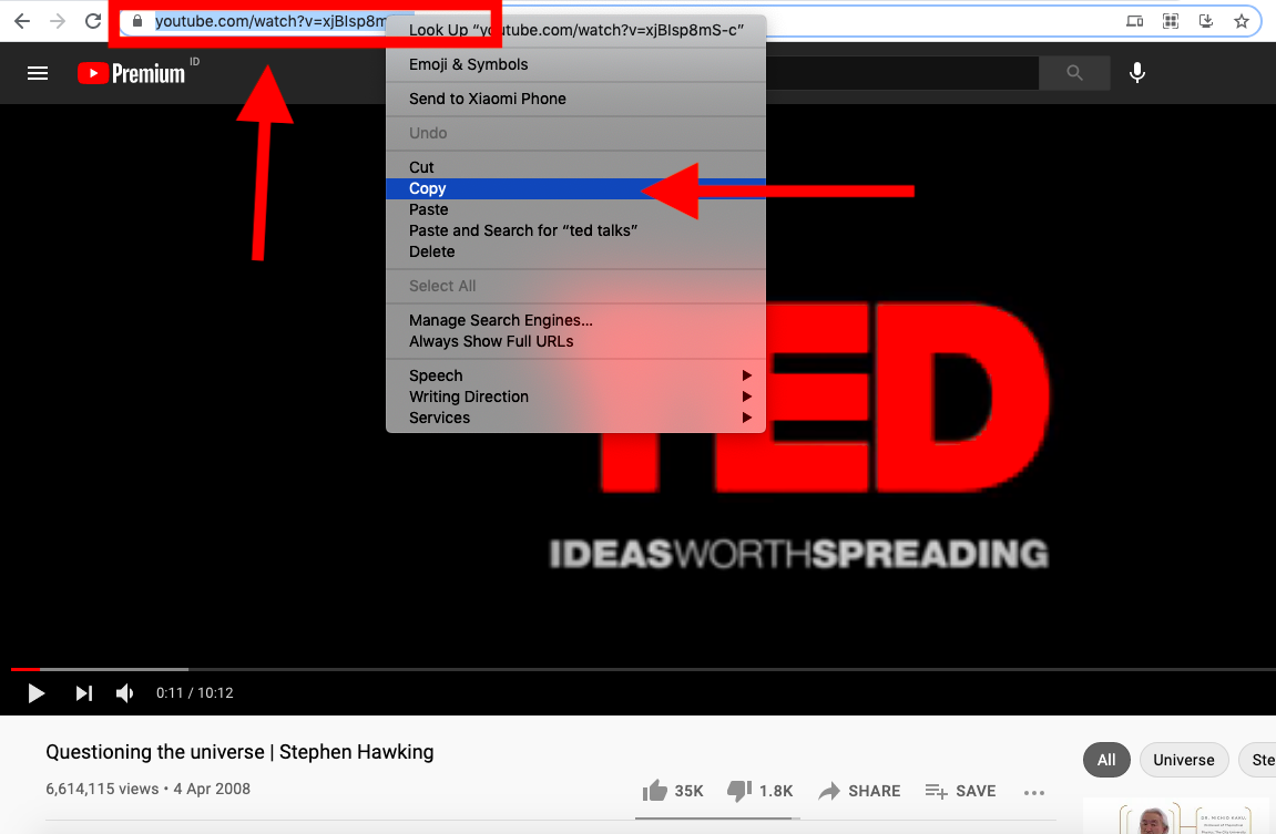 複製 YouTube 網址