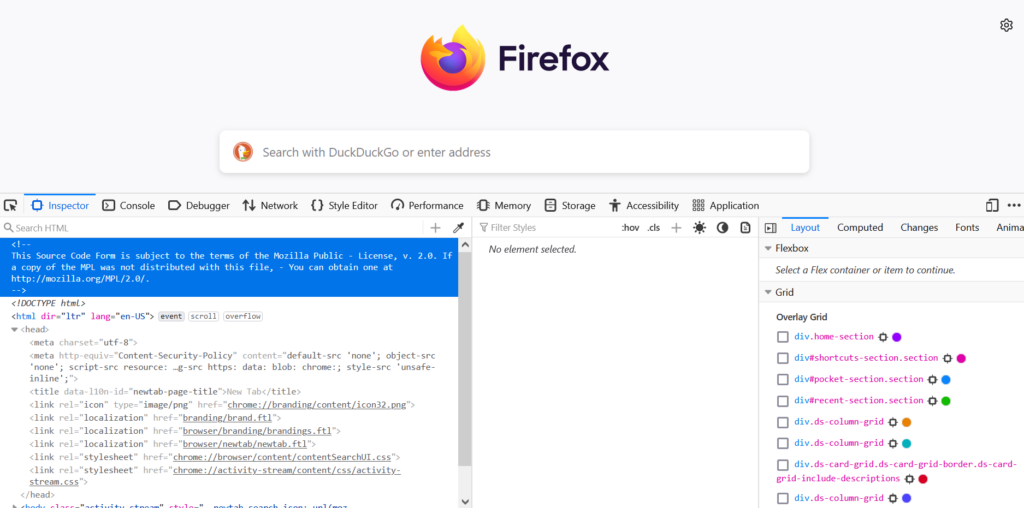FireFox 瀏覽器檢查工具的圖片