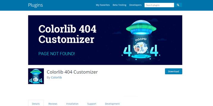 Plugin Colorlib 404 Customizer no WP Repository