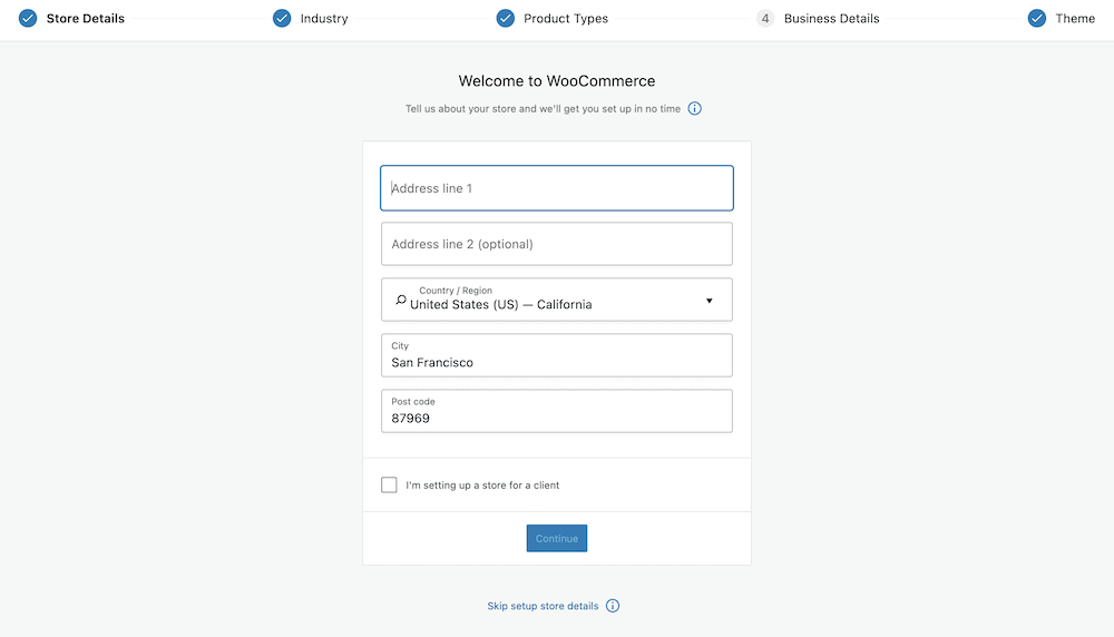 WooCommerce 設置嚮導。