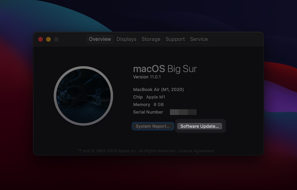 A tela Sobre este Mac.