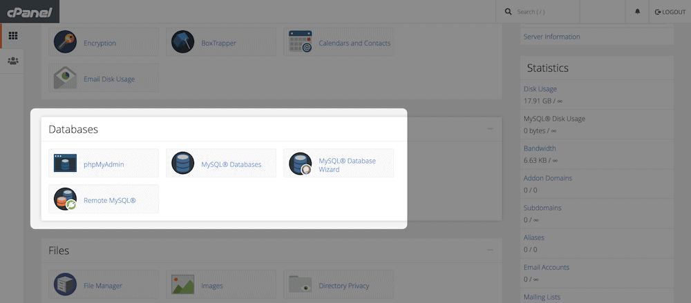 cPanel 後端。